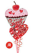 Valentine's Day Jr Sweet Cupcake Balloon Bouquet Valentine's Day Jr Sweet Cupcake Balloon Bouquet